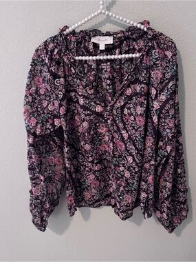 Cleobella Brown Blouse with Pink Floral Print